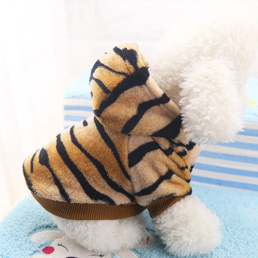 TINGHAO Pet Hoodie Coat Dog Jacket Puppy Tiger Stripes Shirt Winter Clothing Apparel | Дом и сад