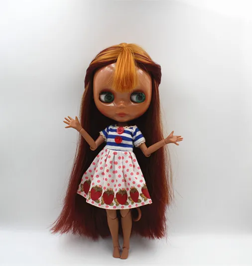Кукла Blygirl Blyth Смешанная челка оранжевого розового красного цветов Обнаженная
