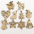 Деревянная новогодняя елка, 10 шт., 100, незавершенный ломтик, украшение для творчества, дня рождения, свадьбы, разные формы шт.