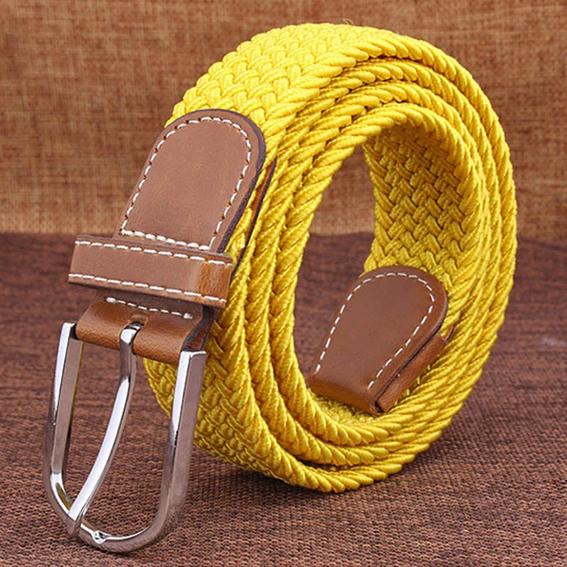 yellow MEDYLA Топ Мода полосатый Cinto Feminino ремни для вязаный эластичный ремень мужской холст булавки пряжка женщин любителей ремень - Цвет: yellow