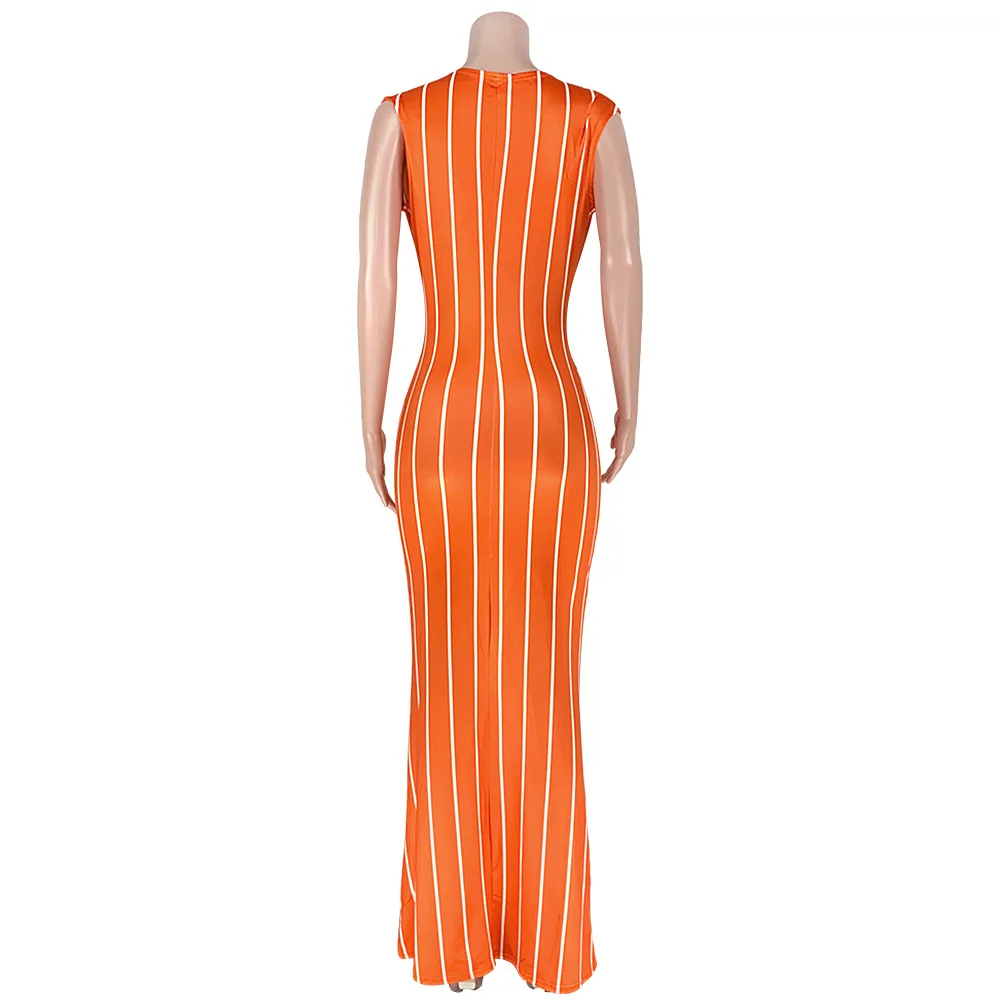 

HAOOHU Striped Two Piece Set Women Summer Festival Clothing Strapless Top and Sexy Maxi Dress Matching Sets 2Piece Club Outfits