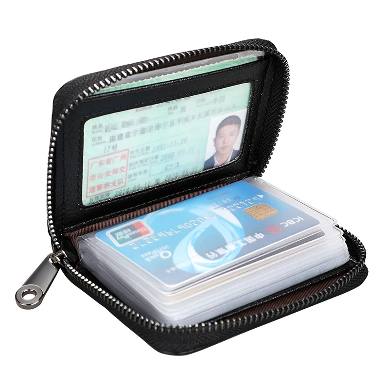 Новый кошелек унисекс на молнии с технологией RFID из натуральной кожи держатель