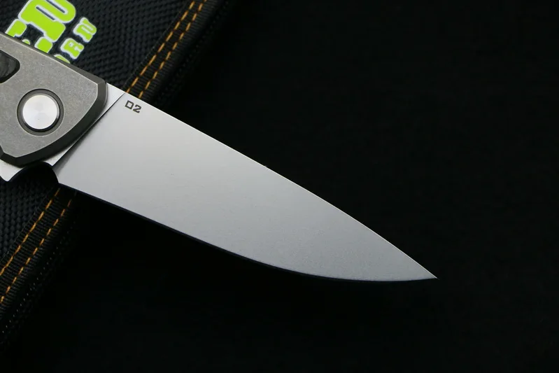 Складной нож с зеленым шипом F95 D2 лезвие TC4 ручка из титана и углеволокна