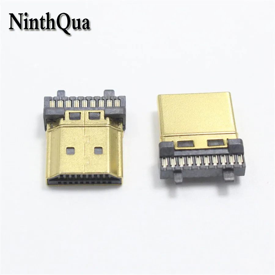 2 шт. HDMI 19P позолоченный штекер цифровой HD разъем сетевая приставка вилки