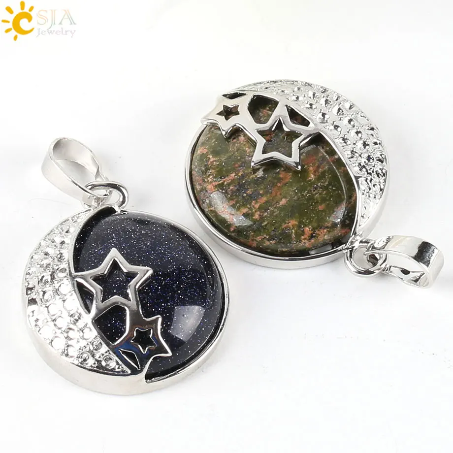 Женское подвесное ожерелье CSJA Crescent розовое кварцевое фиолетовое со стразами и