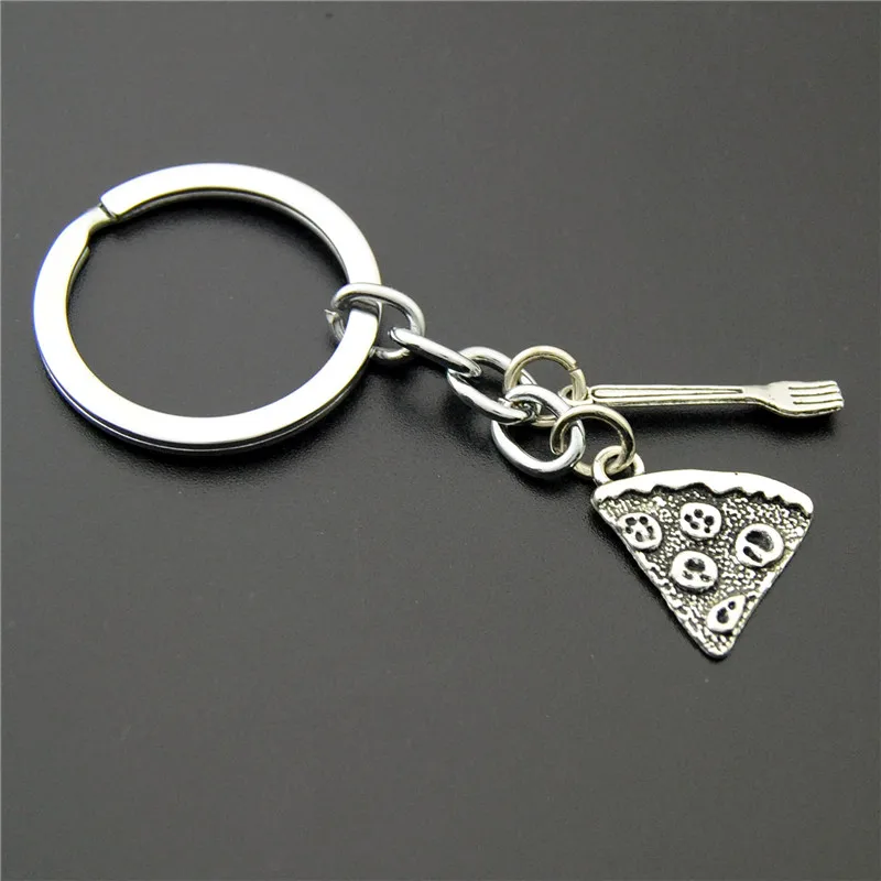 1 шт. цинковый сплав для пиццы и вилки брелок еды ie ручная работа E886|key ring|key ring diyring