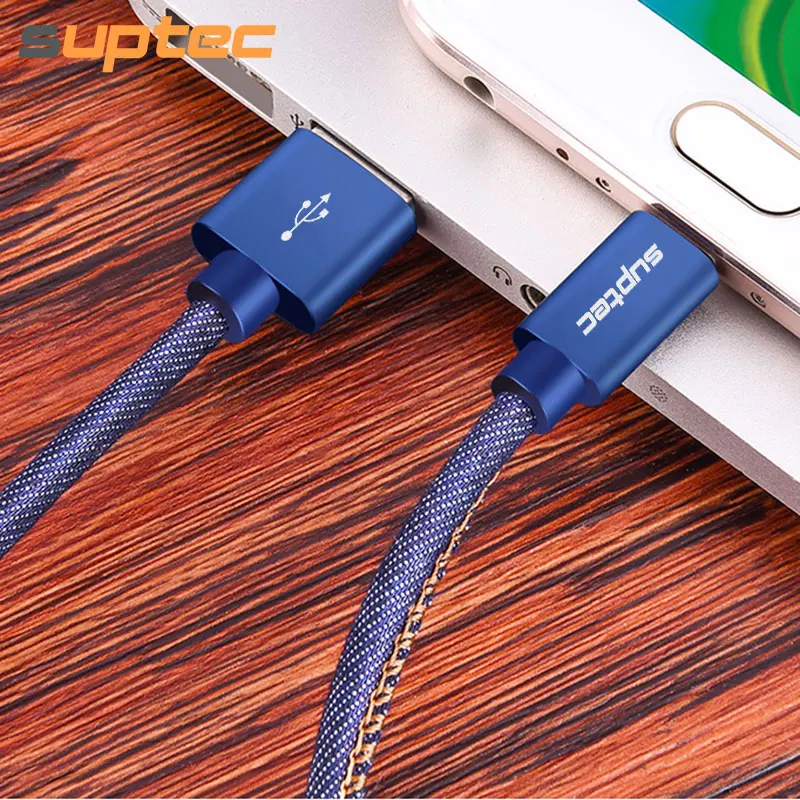 Suptec Micro USB кабель для Samsung S7/S6/S5 Xiaomi Huawei LG Android Phone деним Плетеный золото покрытием