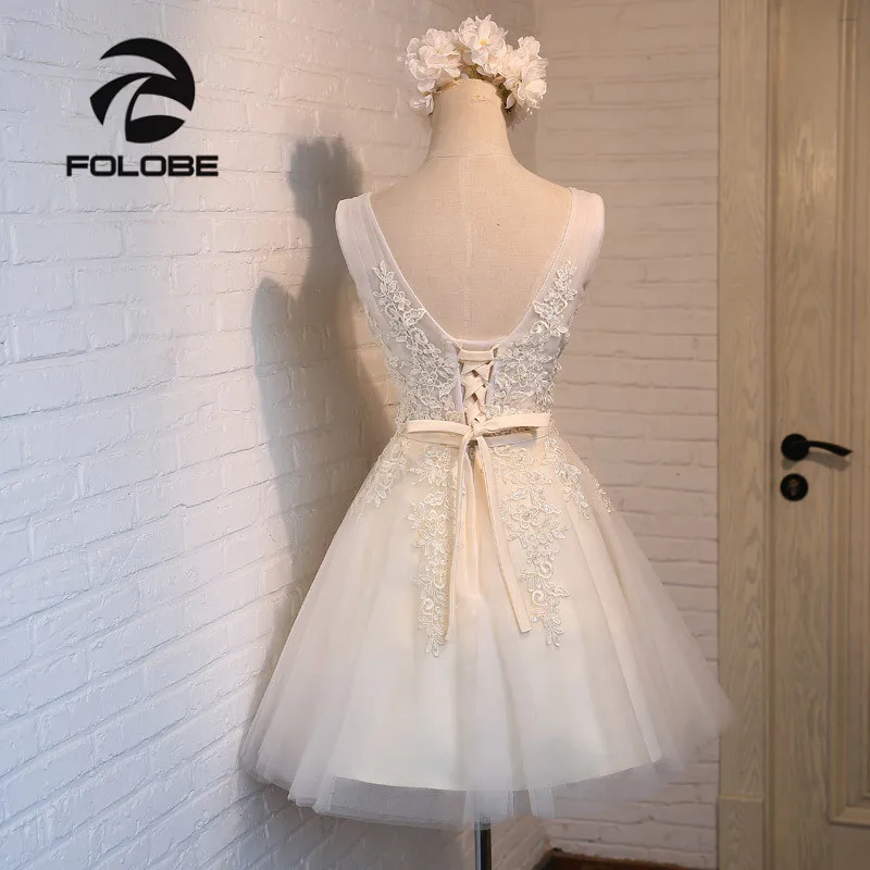 Женское кружевное платье FOLOBE винтажное цвета шампанского с жемчугом и тюлем