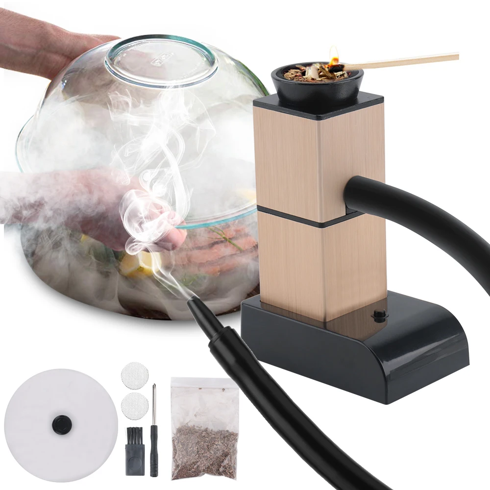 

BORUiT Smoke Infuser Food Cold Smoke Generator Portable Molecular Cuisine Smoking Gun Meat Burn Smokehouse Cooking for BBQ Grill