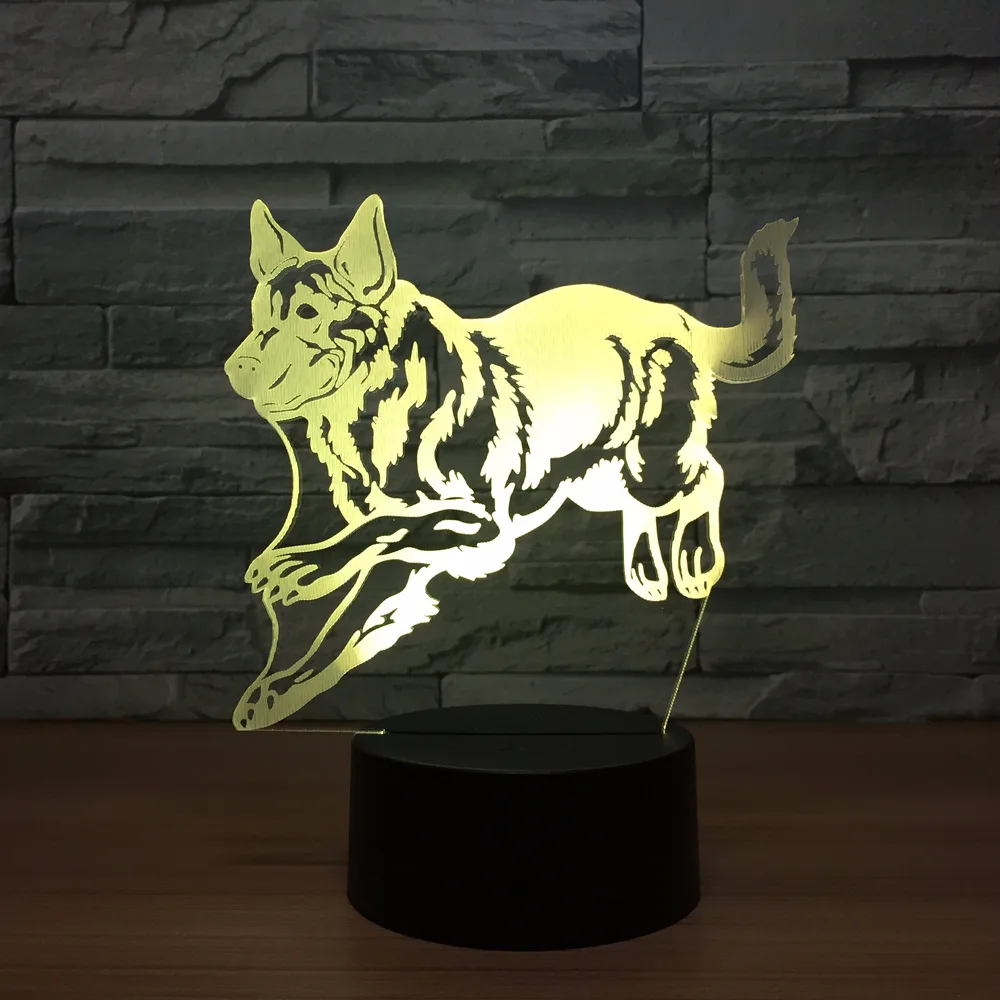 Светодиодная 3D лампа Wolf Dog креативная сенсорная панель индуктор ночник