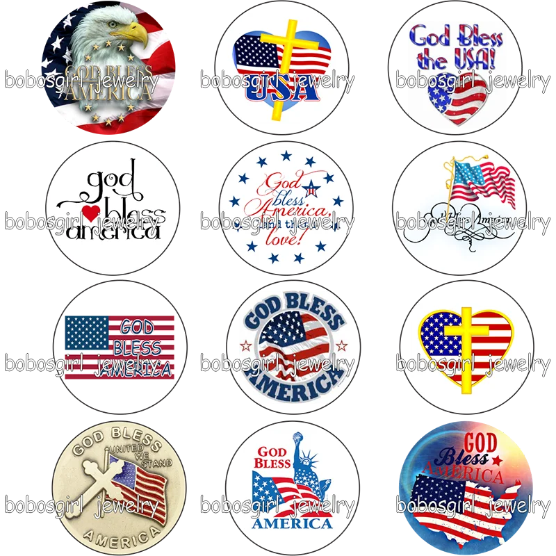 Стеклянная защелкивающаяся застежка с крестом США god bless стеклянный кабошон