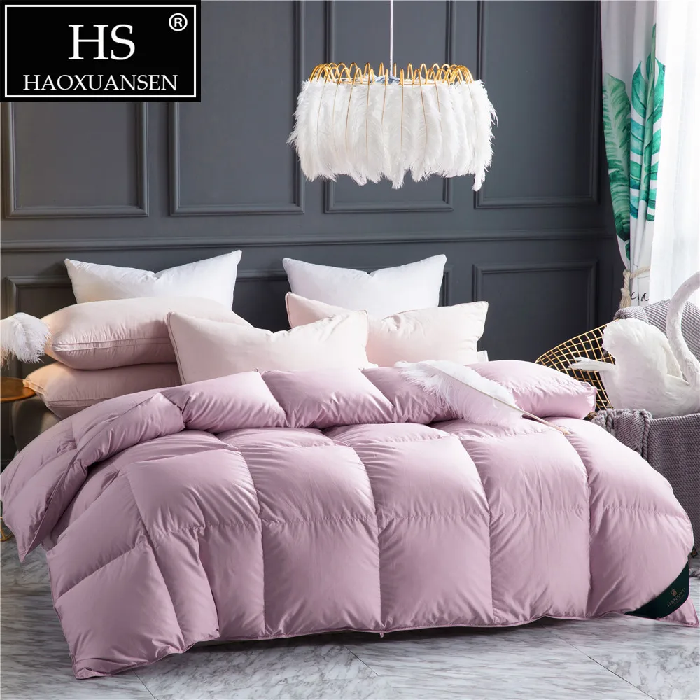 

Filling Power 800 High Density Luxury 100% Combed Cotton Mauve Fabric Goose Down Quilt King Queen Size Duvet Winter Blanket