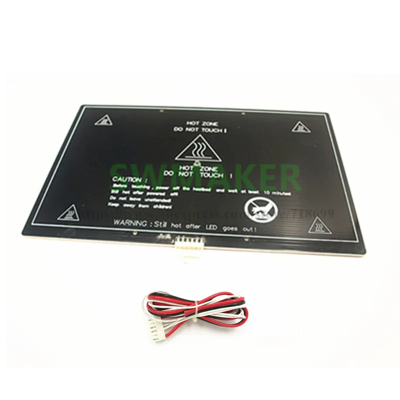 SWMAKER Reprap Prusa i3 MK3 300*200*3 мм алюминиевая Подогреваемая кровать с разъемом и кабелем