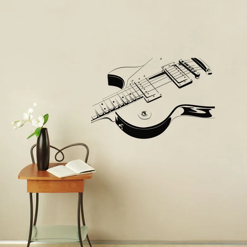Наклейка на стену с электрогитарой виниловая самоклеящаяся наклейка в виде