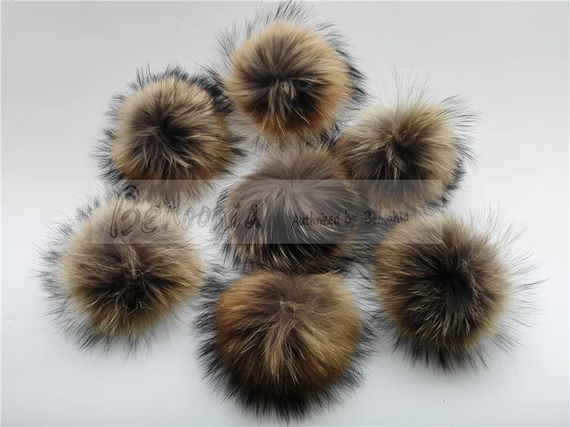 Fashion 15cm 8pcs/lot Wholesale Pom pom Real Fur Balls Pompoms For knitted Hats Caps Bags and Accessories Gift