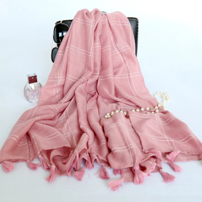 2017 Новый женский осенне-зимний шарф из хлопка и льна теплая клетчатая шаль