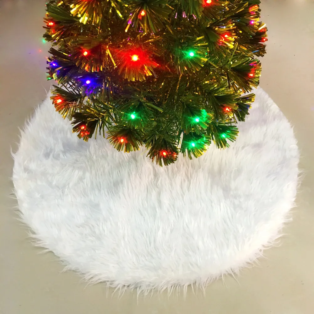 

78cm/90cm/122cm White Plush Christmas Tree Skirt Fur Carpet Merry Christmas Decorations for Home New Year's Decor Tree Skirts