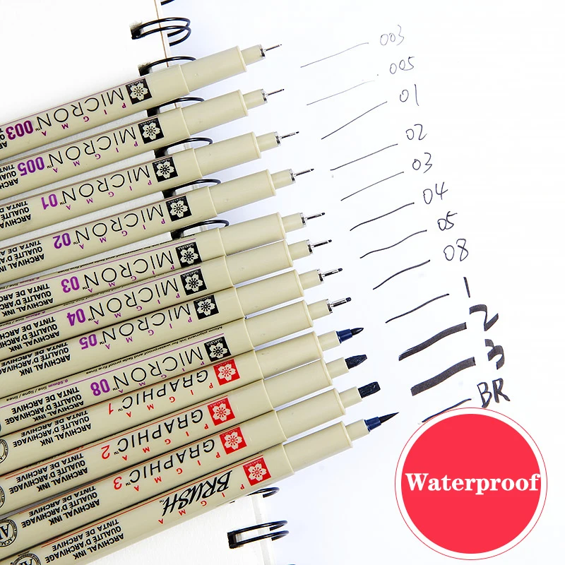 SAKURA Pigma Micron Needle водонепроницаемый тонкие линии черный маркер для эскиза ручка