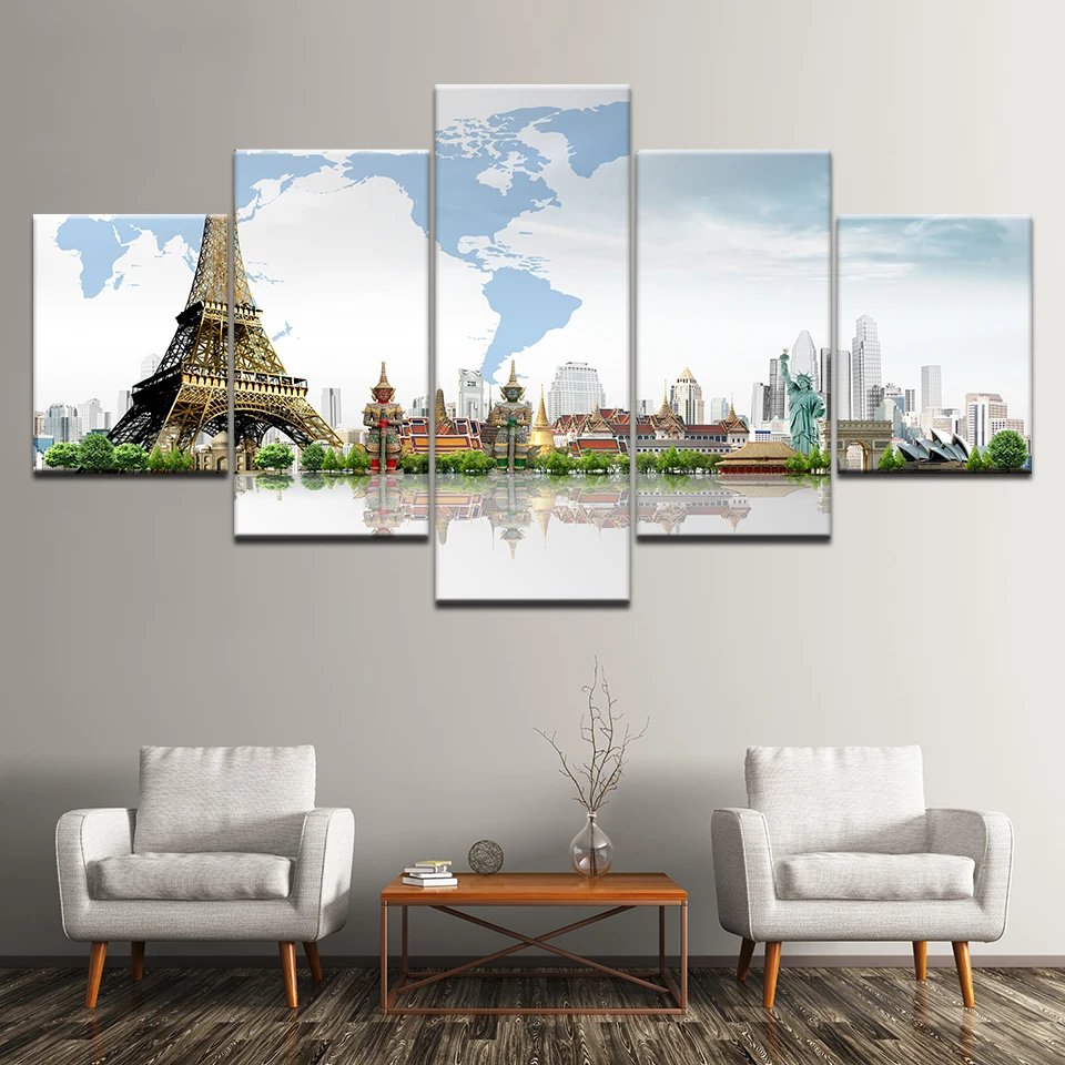 5 шт. Настенная картина ландшафт Парижа | Дом и сад