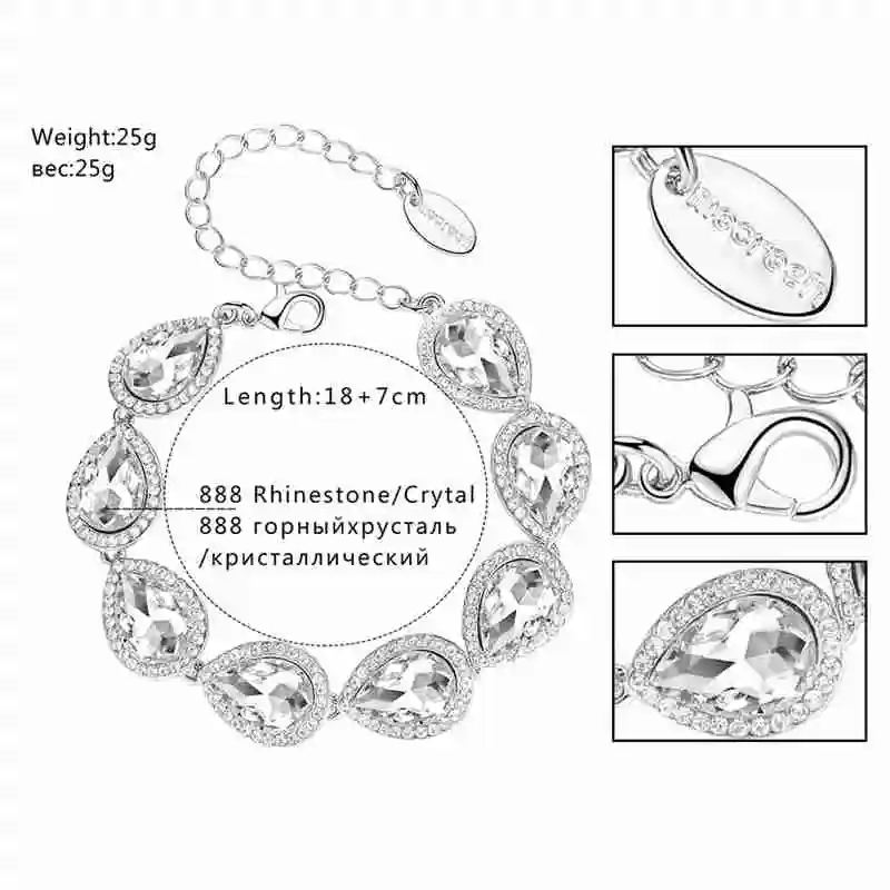 Minlover классический стиль свадебные ювелирные изделия Слезы кристалл браслет