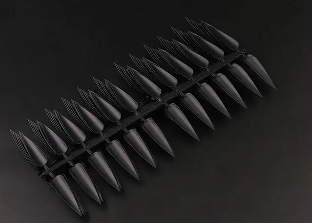 black 240 шт(10 листов) шпильки длинные поддельные Маникюр для кончиков ногтей Искусственные ногти салон полное покрытие советы белый/прозрачный/черный выбор - Цвет: black