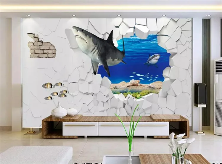 Индивидуальные 3d обои модные с морским дном 3D TV вилла бар фоновые стены