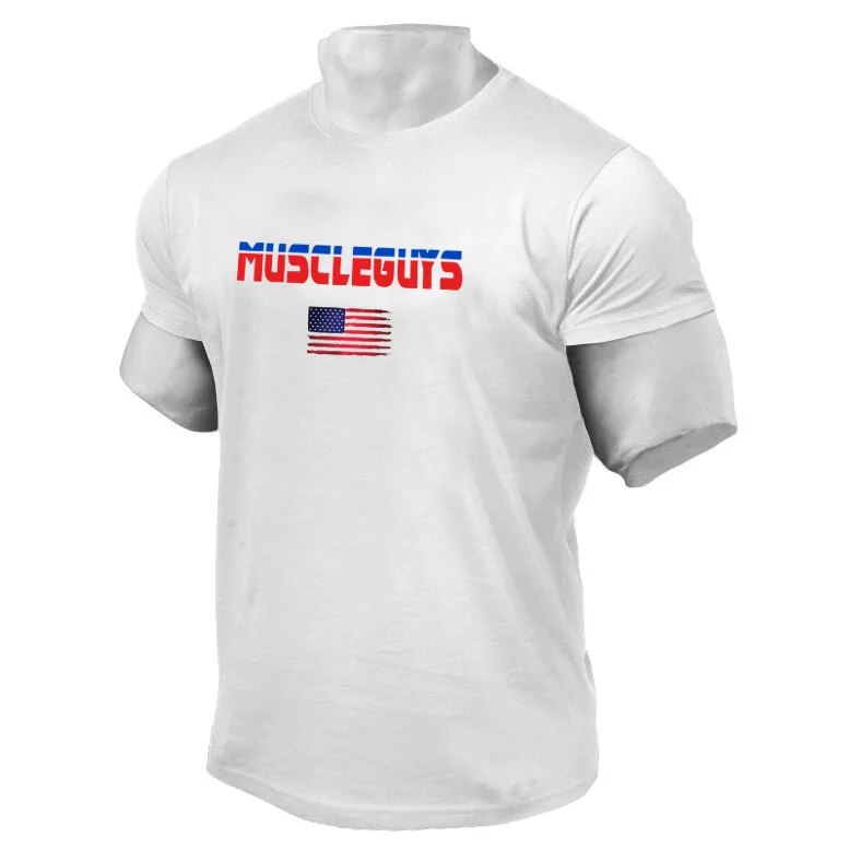 Новая модная мужская футболка Muscleguys 2021 летняя с коротким рукавом Мужская