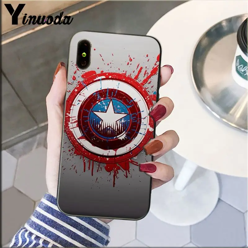Yinuoda Marvel Мстители Капитан Америка рисунок чехол для телефона iPhone X XS MAX 6 6S 7 7plus 8 8Plus