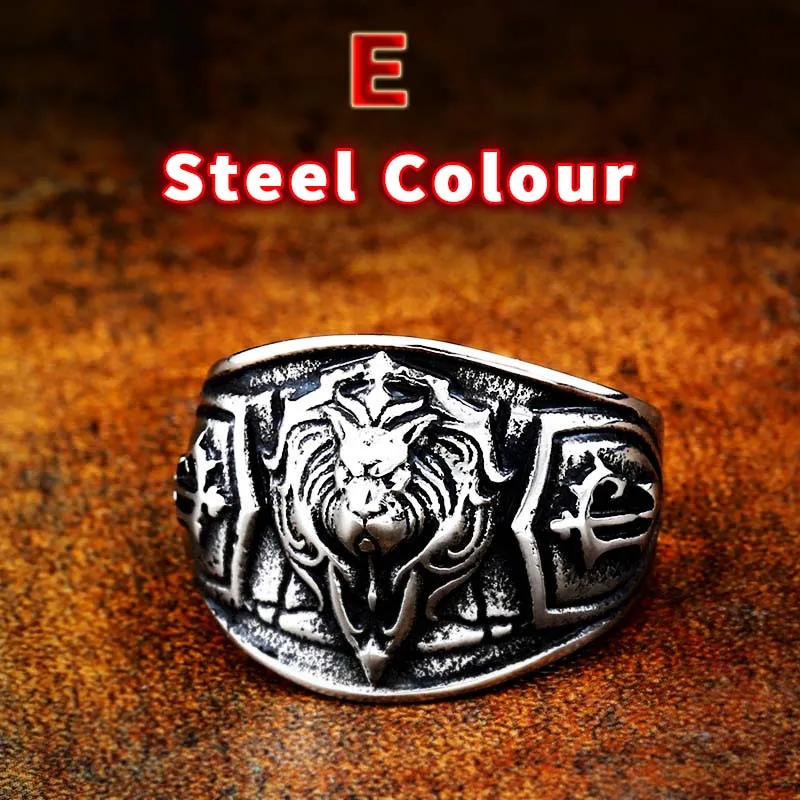E STYLE Steel Байер 316L нержавеющая сталь Нос Викинг реалистичные лев тигр животное амулет один для мужчин скандинавский кольцо ювелирные изделия LR307 - Цвет основного камня: E STYLE Steel
