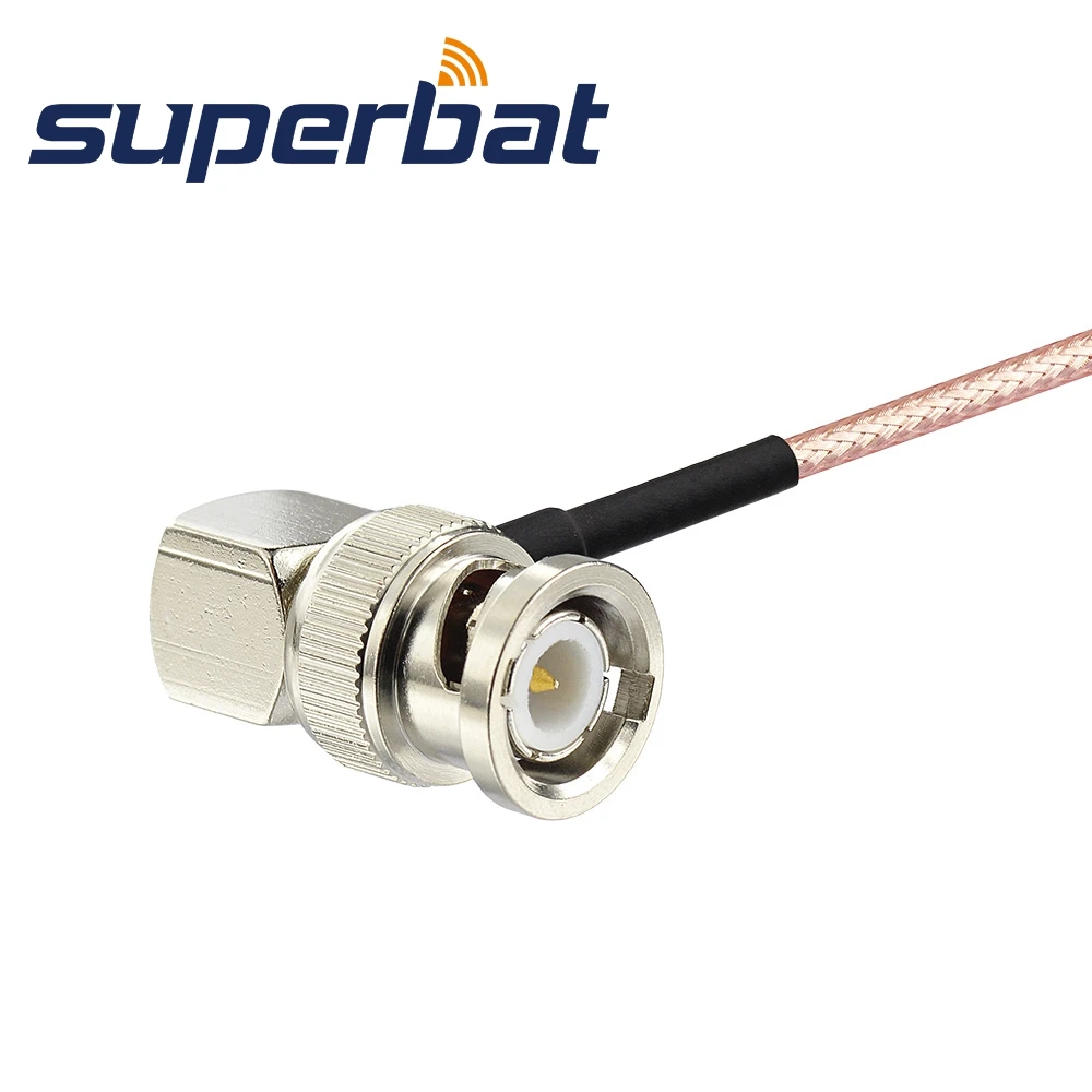 Superbat BNC Штекерный разъем под прямым углом для женского (с штекером) кабеля отрезок