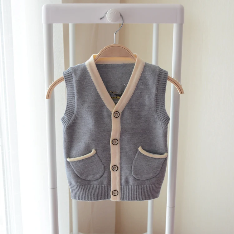 Весенне-осенний Детский свитер кардиган жилет с рисунком Повседневный карманами