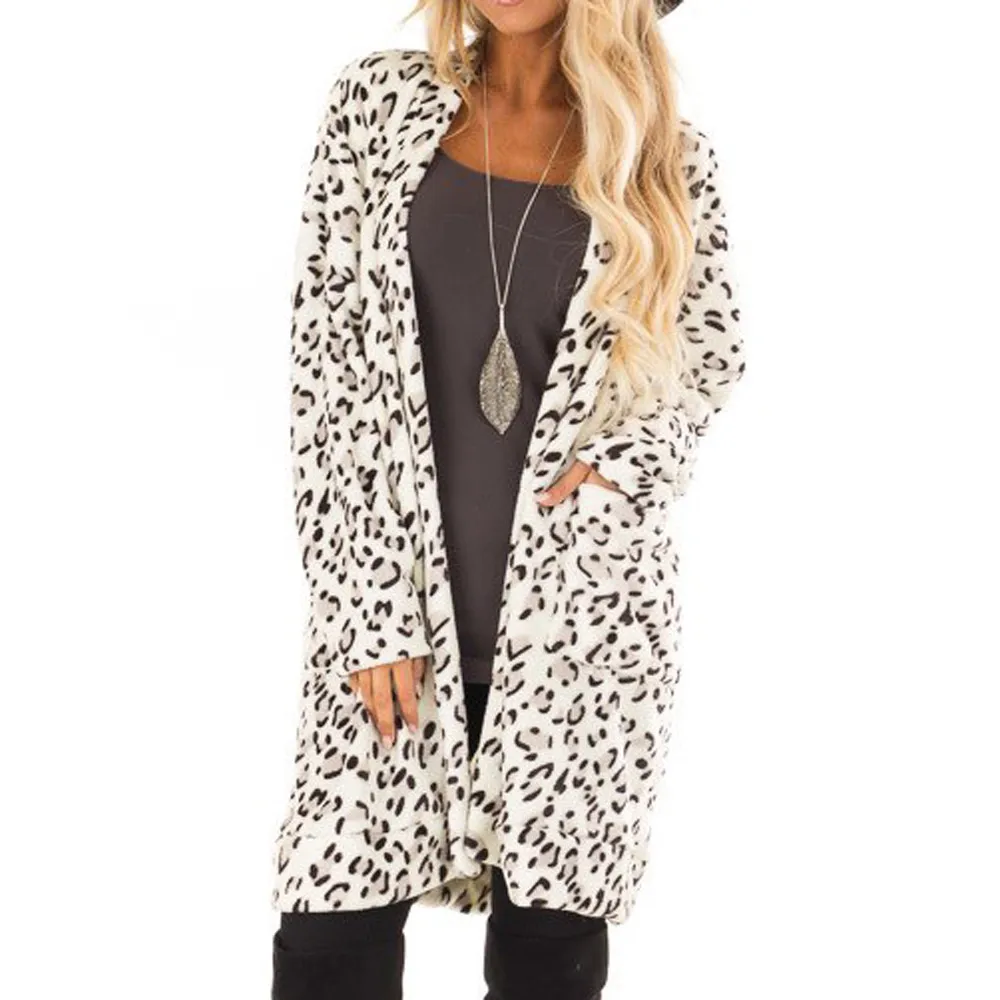Леопардовое меховое пальто Feitong женское длинное с длинным рукавом и двойным