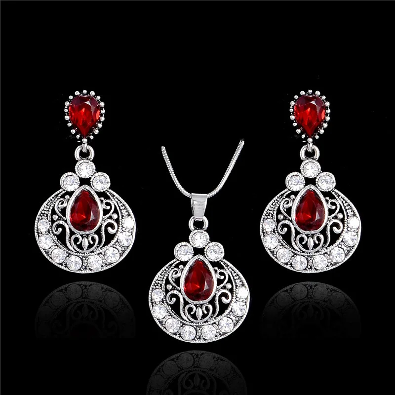 SHUANGR Винтажные Ювелирные изделия серебряного цвета полый узор Капля воды кулон