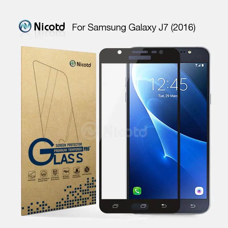 Никотд полное покрытие из закаленного стекла для samsung Galaxy J7 J710F J710FN J710M J710MN J7108 5," Противоударная Защитная пленка для экрана