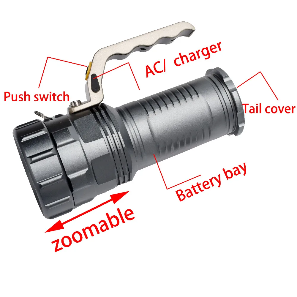 Масштабируемые фонарик факел XML L2 6000LM Rechargerable Тактический Вспышка 5 Режим