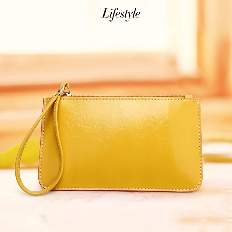 Модная женская кожаная сумка для сотового телефона с масляным воском Роскошный