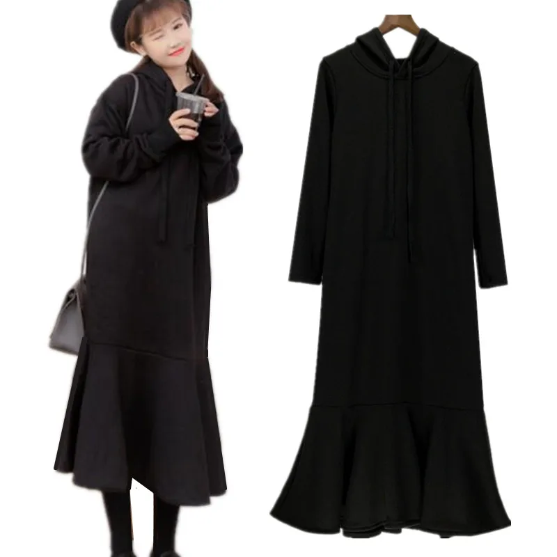 

New 2022 Spring Autumn women long Hoodies Sweatshirts, Korean style flounces Sweatshirts,black blue gray