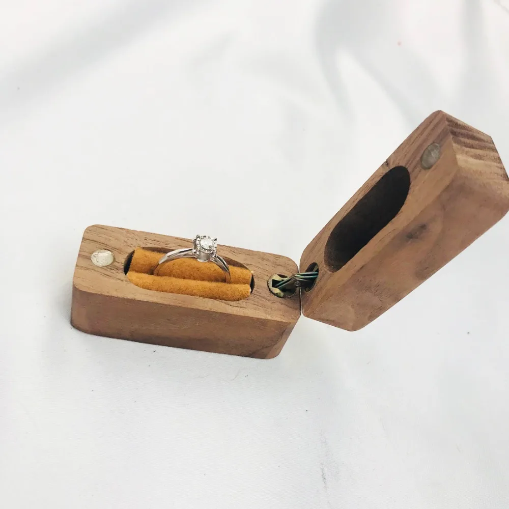 Маскируемое тонкое кольцо коробка EngagementRing коробка держатель деревянная коробка несущего кольца