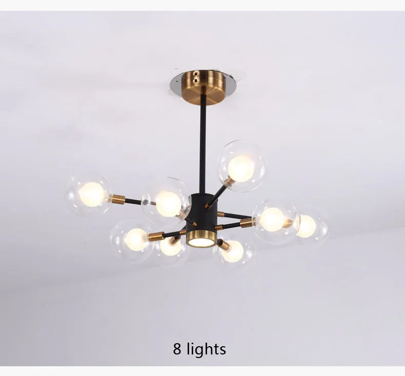Lustre Led стеклянная дизайнерская лампа черная люстра, светильник современная гостиная спальня кухонный Декор Домашнее освещение Утюг G9