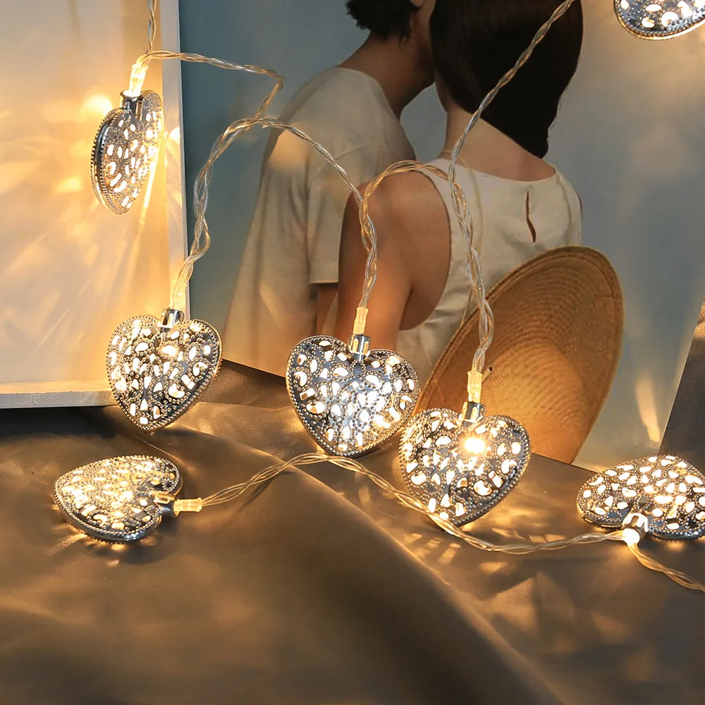 С Рождеством Христовым света строка Главная сердце Форма огни вечерние Home Decor Крытый Xmas лампы Настольный светильник украшения