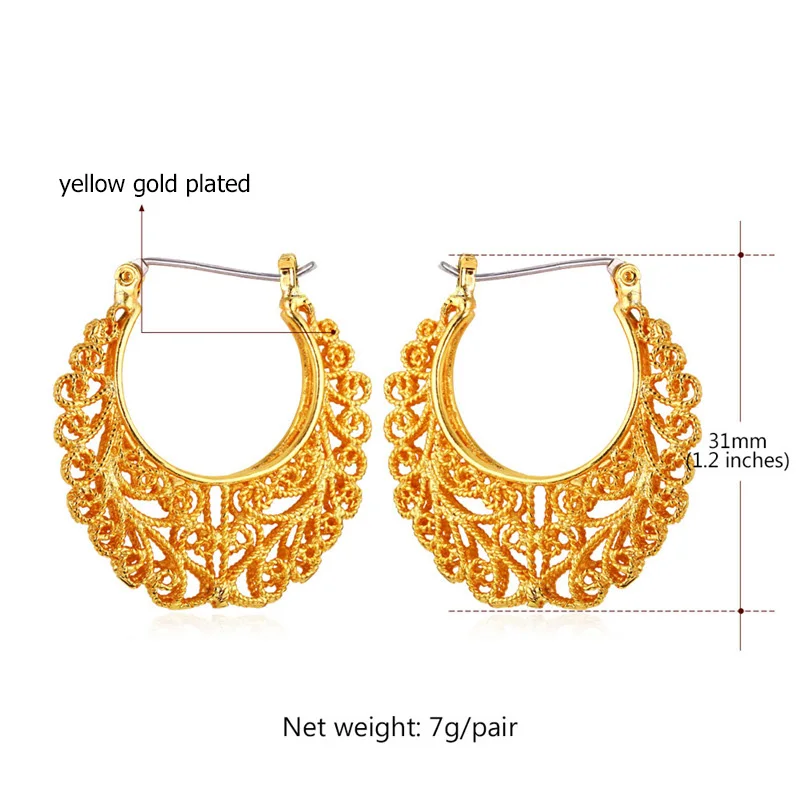 U7 Винтажные Индийские Сережки Для Женщин Золото/Серебро Цвет Свадебные