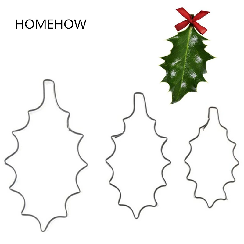Homehow 3 шт./лот зимний Холли листик для торта форма из нержавеющей стали печенья