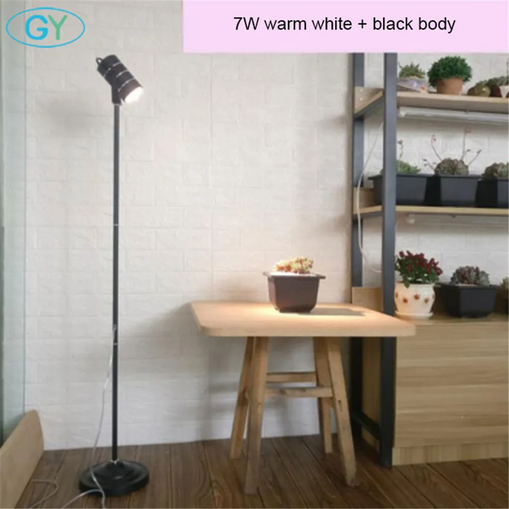 black 7W warm white AC100-240V 7 Вт 12 Вт 18 Вт полный спектр светодиодный светильник для выращивания черного и серебристого цветов СВЕТОДИОДНЫЙ торшер для выращивания растений, стоящая Светодиодная лампа для выращивания растений - Испускаемый цвет: black 7W warm white
