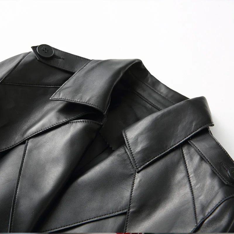 

2019 New Spring Autumn Fashion Elegant Genuine Leather Jacket Women Streetwear Leather Coat Real Sheepskin Women Jacket A026