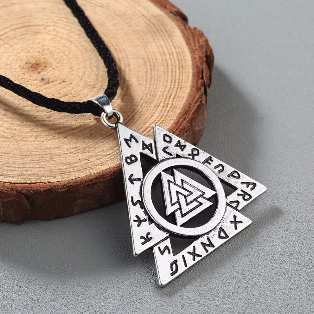 Ностальгия Valknut Odin символ викингов ожерелье скандинавские руны треугольные