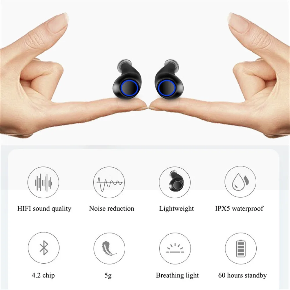 VOBERRY, беспроводная Bluetooth 4,2, высокая производительность, чип, гарнитура, TWS, водонепроницаемая гарнитура, мини, ухо, стерео гарнитура
