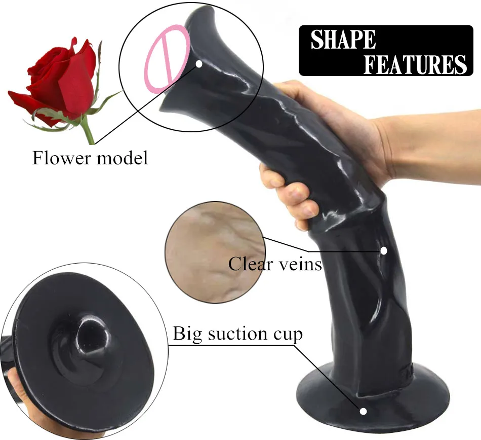 FAAK 35.5cm Long Realistic Horse Dildo Big Thick Animal Penis Sex Toys For Woman Vaginal Butt Massage Masturbation Huge Cow Dick - купить по