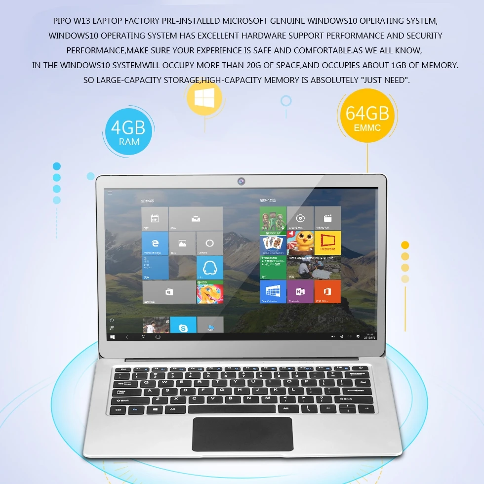 Оригинал Pipo W13 Ноутбук 13 3 дюймов 4 ГБ 64 Windows 10 Intel Apollo Lake Celeron n3450 ядра планшетный ПК