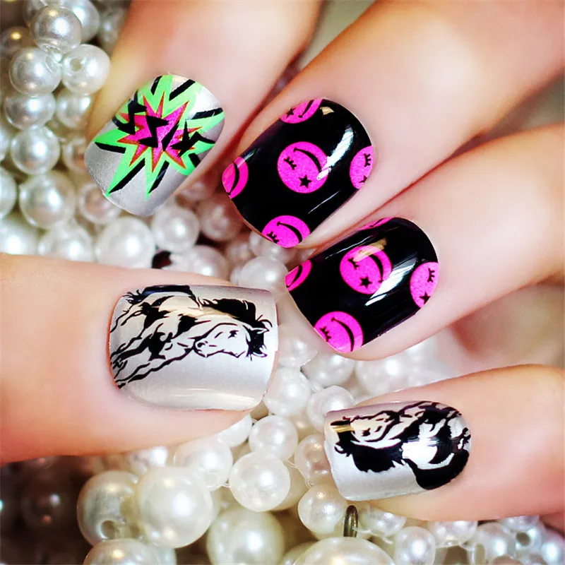 Новинка 2017 искусственные ногти 24 шт./компл. Детские Короткие декоративные с