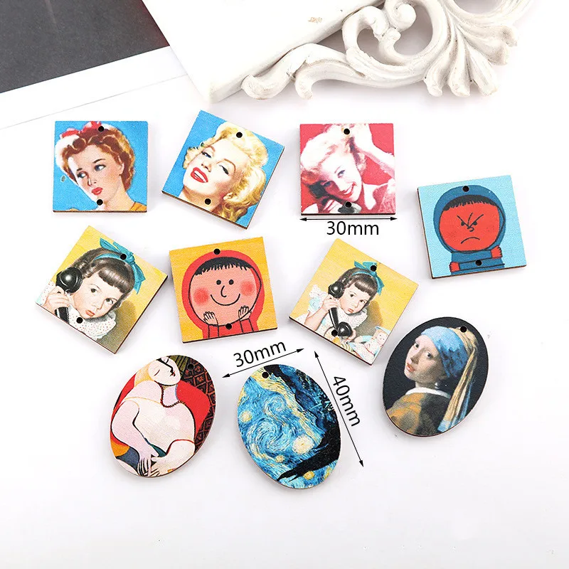 Винтажные деревянные серьги в стиле ренессанс 5 шт. коннекторы для ювелирных